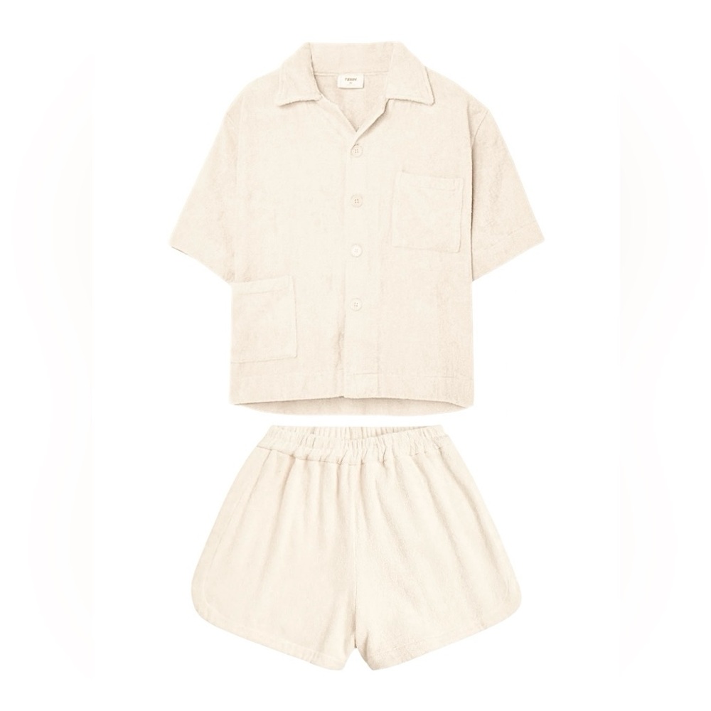 TERRY TOWELLING Boxy Shirt + Cruise Shorts SET in Giallo White